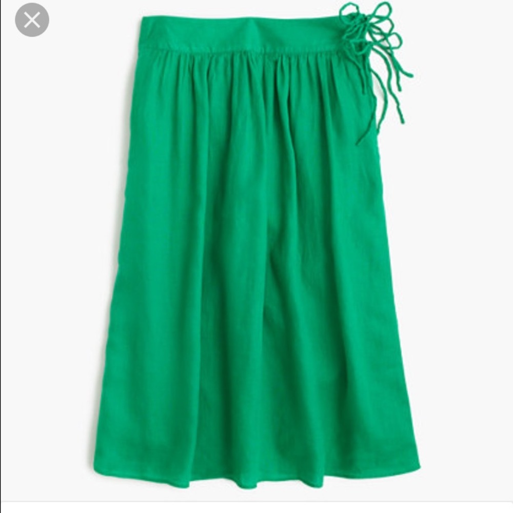 J. Crew Midi Linen Green Women's Skirt